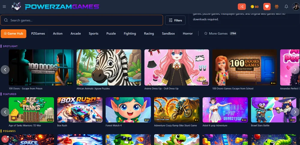 PowerzamGames interface